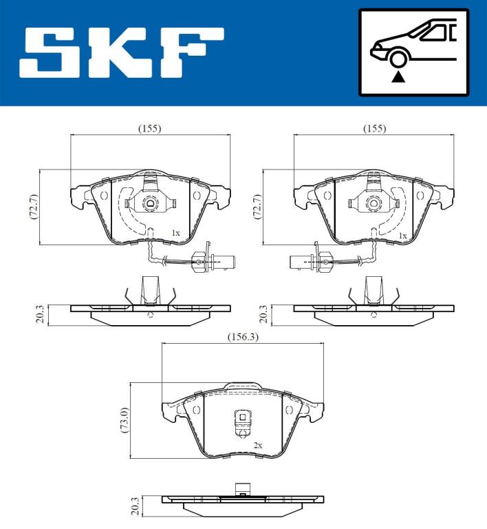 Jeu de 4 plaquettes de frein SKF ref. VKBP 81038 E